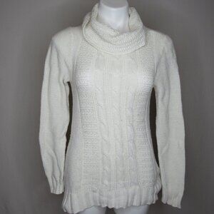 White House Black Market Cowl Neck Cable Knit Sweater WHBM Women's S Small